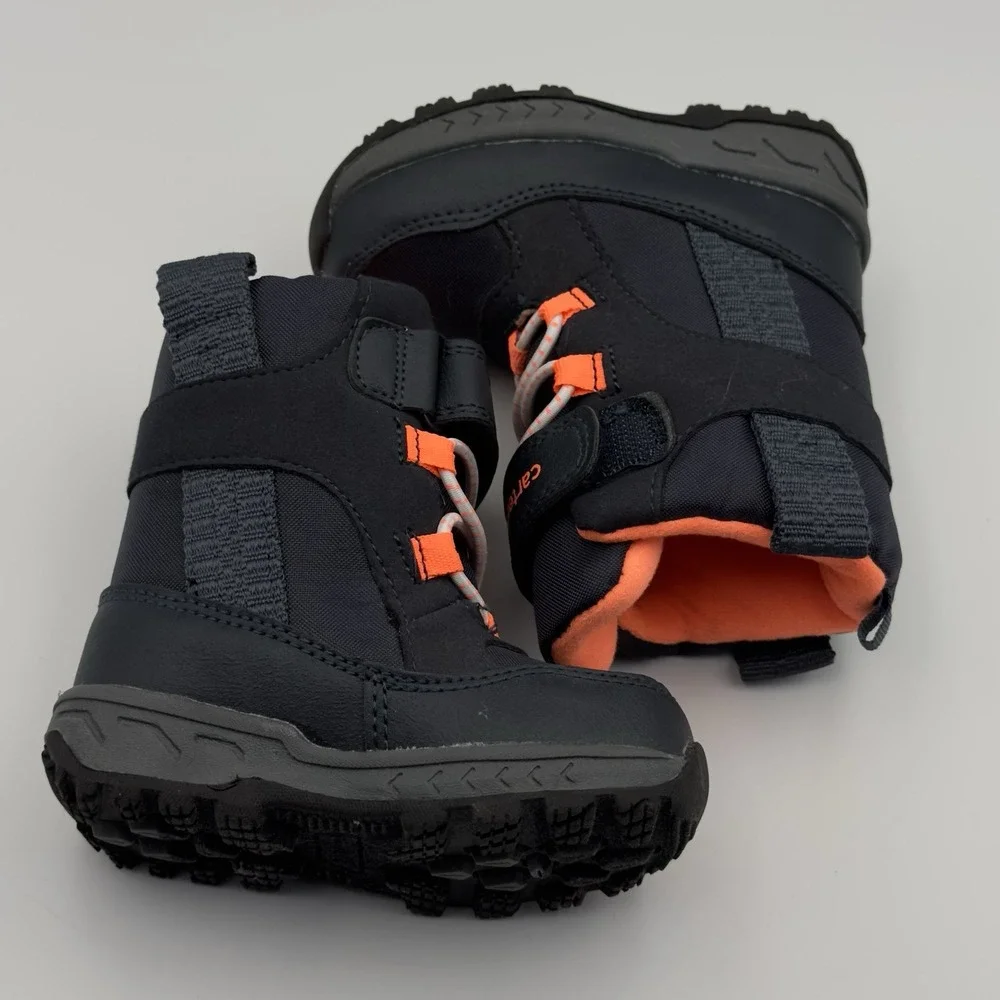 Carters Black/Orange Toddler Winter Boot w/ hook & loop closure Size 5M